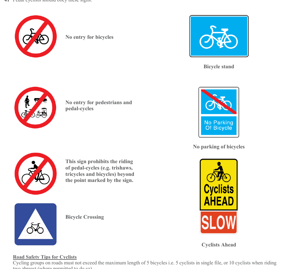 Official handbook crop for pedal-cycle signs
