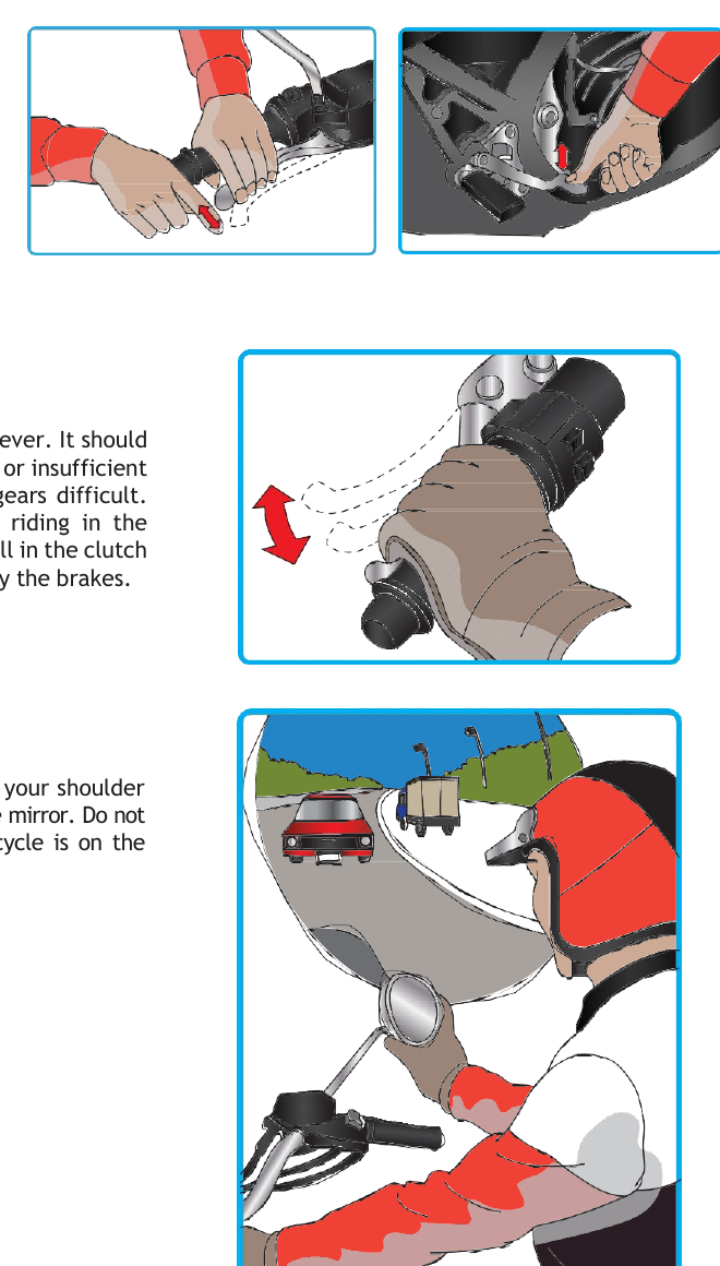 Official RTT handbook crop for Pre-ride mirror and control checks