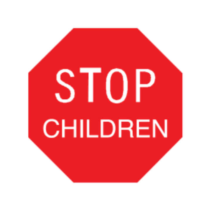 Official handbook crop of Stop children sign